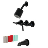 Kaiser KBX8130DKL Three-Handle 5-Hole Wall Mount Tub and Shower Faucet, Matte Black