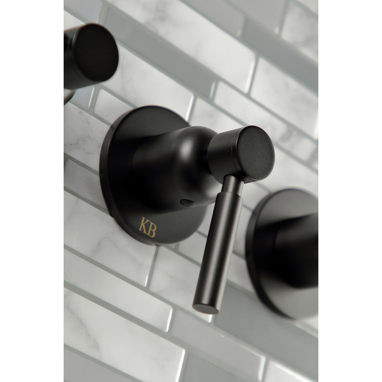 Concord KBX8130DL Three-Handle 5-Hole Wall Mount Tub and Shower Faucet, Matte Black