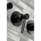 Concord KBX8130DL Three-Handle 5-Hole Wall Mount Tub and Shower Faucet, Matte Black
