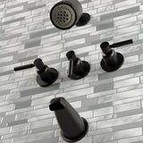 Concord KBX8130DL Three-Handle 5-Hole Wall Mount Tub and Shower Faucet, Matte Black