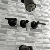 Concord KBX8130DL Three-Handle 5-Hole Wall Mount Tub and Shower Faucet, Matte Black