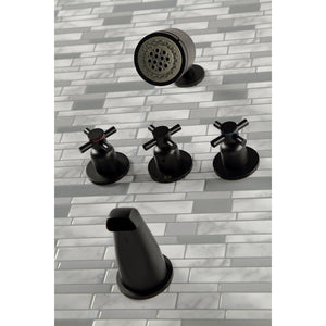 Concord KBX8130DX Three-Handle 5-Hole Wall Mount Tub and Shower Faucet, Matte Black