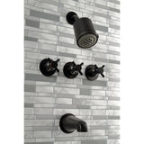 Concord KBX8130DX Three-Handle 5-Hole Wall Mount Tub and Shower Faucet, Matte Black