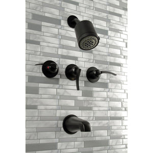 Centurion KBX8130EFL Three-Handle 5-Hole Wall Mount Tub and Shower Faucet, Matte Black
