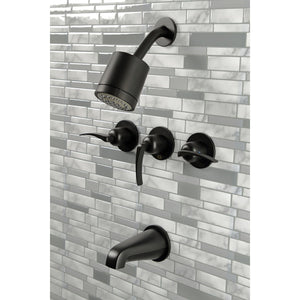 Centurion KBX8130EFL Three-Handle 5-Hole Wall Mount Tub and Shower Faucet, Matte Black