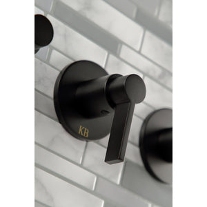 NuvoFusion KBX8130NDL Three-Handle 5-Hole Wall Mount Tub and Shower Faucet, Matte Black