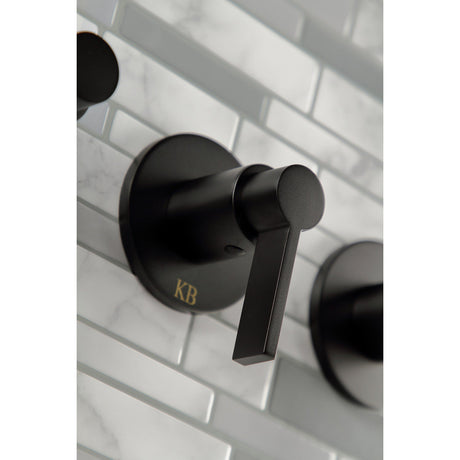 NuvoFusion KBX8130NDL Three-Handle 5-Hole Wall Mount Tub and Shower Faucet, Matte Black