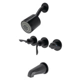 Serena KBX8130SVL Three-Handle 5-Hole Wall Mount Tub and Shower Faucet, Matte Black