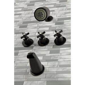 Millennium KBX8130ZX Three-Handle 5-Hole Wall Mount Tub and Shower Faucet, Matte Black