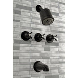 Millennium KBX8130ZX Three-Handle 5-Hole Wall Mount Tub and Shower Faucet, Matte Black