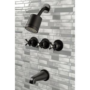 Millennium KBX8130ZX Three-Handle 5-Hole Wall Mount Tub and Shower Faucet, Matte Black