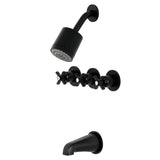 Millennium KBX8130ZX Three-Handle 5-Hole Wall Mount Tub and Shower Faucet, Matte Black