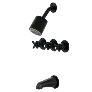 Millennium KBX8130ZX Three-Handle 5-Hole Wall Mount Tub and Shower Faucet, Matte Black