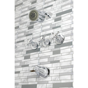Metropolitan KBX8131BX Three-Handle 5-Hole Wall Mount Tub and Shower Faucet, Polished Chrome