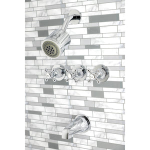 Metropolitan KBX8131BX Three-Handle 5-Hole Wall Mount Tub and Shower Faucet, Polished Chrome