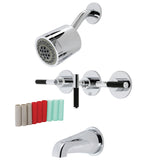 Kaiser KBX8131CKL Three-Handle 5-Hole Wall Mount Tub and Shower Faucet, Polished Chrome