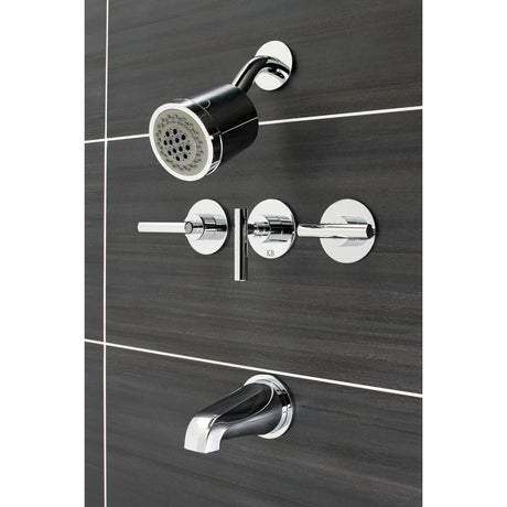 Manhattan KBX8131CML Three-Handle 5-Hole Wall Mount Tub and Shower Faucet, Polished Chrome