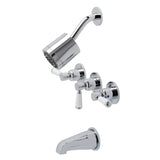 Paris KBX8131DPL Three-Handle 5-Hole Wall Mount Tub and Shower Faucet, Polished Chrome