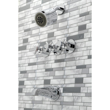 Concord KBX8131DX Three-Handle 5-Hole Wall Mount Tub and Shower Faucet, Polished Chrome