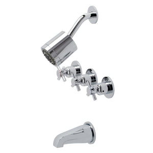Concord KBX8131DX Three-Handle 5-Hole Wall Mount Tub and Shower Faucet, Polished Chrome