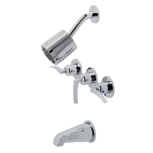 Centurion KBX8131EFL Three-Handle 5-Hole Wall Mount Tub and Shower Faucet, Polished Chrome