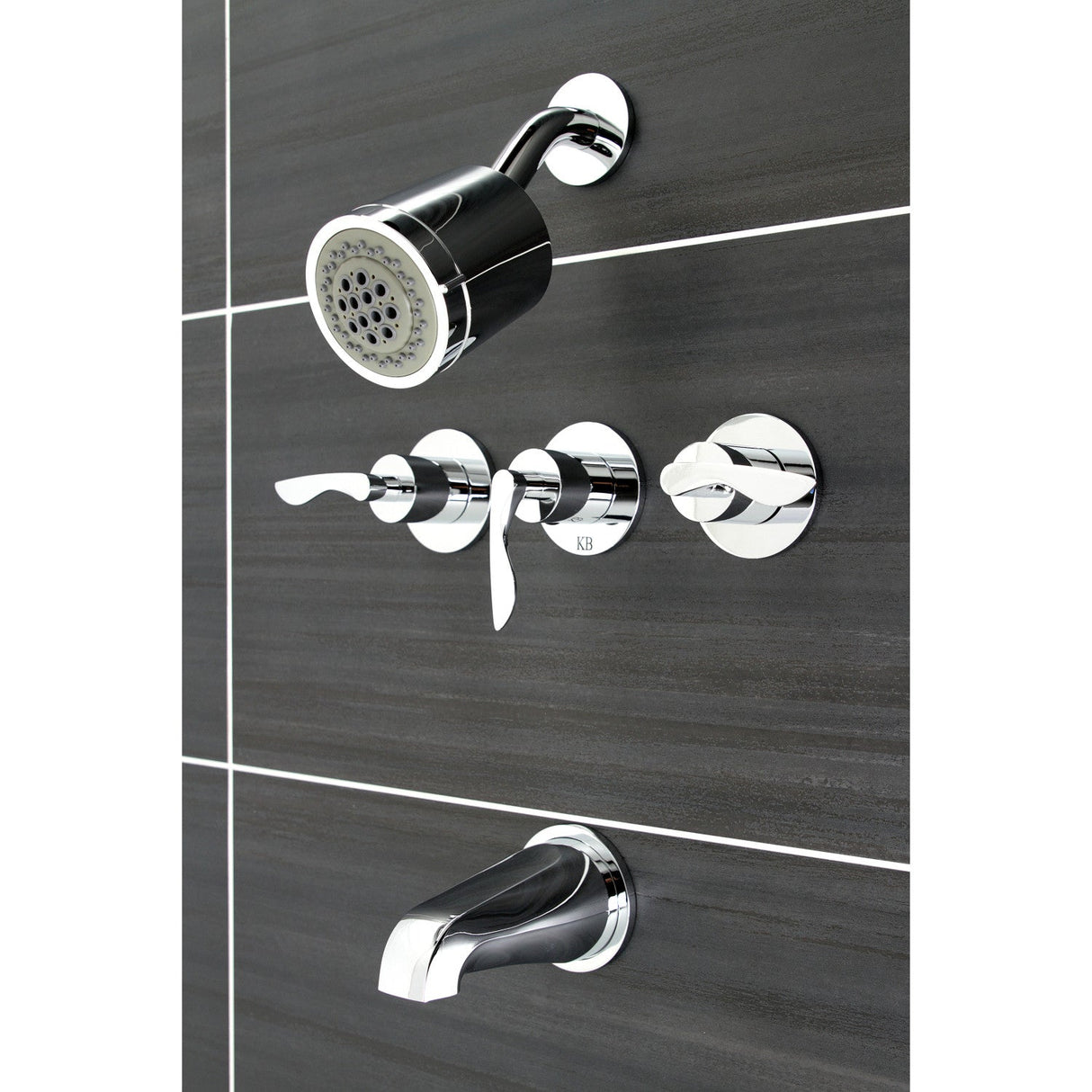Serena KBX8131SVL Three-Handle 5-Hole Wall Mount Tub and Shower Faucet, Polished Chrome