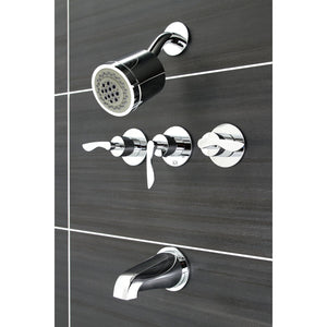 Serena KBX8131SVL Three-Handle 5-Hole Wall Mount Tub and Shower Faucet, Polished Chrome
