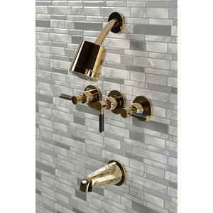 Kaiser KBX8132DKL Three-Handle 5-Hole Wall Mount Tub and Shower Faucet, Polished Brass