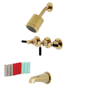 Kaiser KBX8132DKL Three-Handle 5-Hole Wall Mount Tub and Shower Faucet, Polished Brass
