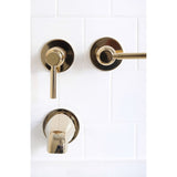 Concord KBX8132DL Three-Handle 5-Hole Wall Mount Tub and Shower Faucet, Polished Brass