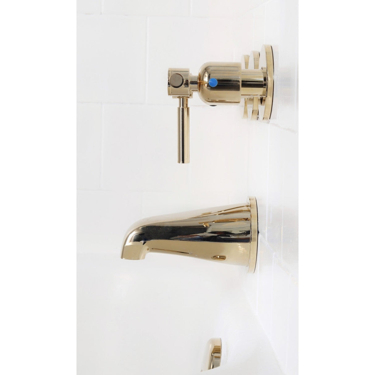 Concord KBX8132DL Three-Handle 5-Hole Wall Mount Tub and Shower Faucet, Polished Brass