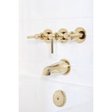 Concord KBX8132DL Three-Handle 5-Hole Wall Mount Tub and Shower Faucet, Polished Brass