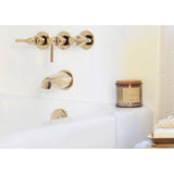 Concord KBX8132DL Three-Handle 5-Hole Wall Mount Tub and Shower Faucet, Polished Brass