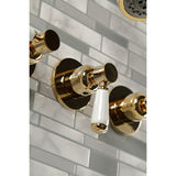 Paris KBX8132DPL Three-Handle 5-Hole Wall Mount Tub and Shower Faucet, Polished Brass