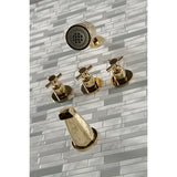 Concord KBX8132DX Three-Handle 5-Hole Wall Mount Tub and Shower Faucet, Polished Brass