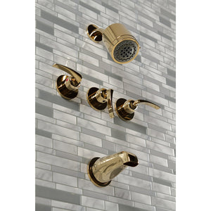 Centurion KBX8132EFL Three-Handle 5-Hole Wall Mount Tub and Shower Faucet, Polished Brass
