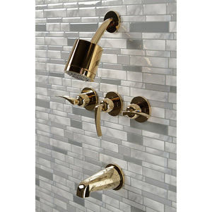 Centurion KBX8132EFL Three-Handle 5-Hole Wall Mount Tub and Shower Faucet, Polished Brass