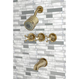 Metropolitan KBX8133BX Three-Handle 5-Hole Wall Mount Tub and Shower Faucet, Antique Brass