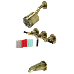 Kaiser KBX8133DKL Three-Handle 5-Hole Wall Mount Tub and Shower Faucet, Antique Brass