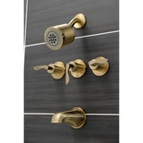 Serena KBX8133SVL Three-Handle 5-Hole Wall Mount Tub and Shower Faucet, Antique Brass