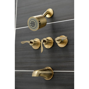 Serena KBX8133SVL Three-Handle 5-Hole Wall Mount Tub and Shower Faucet, Antique Brass