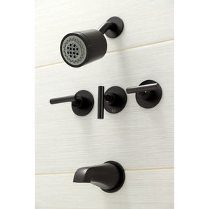 Manhattan KBX8135CML Three-Handle 5-Hole Wall Mount Tub and Shower Faucet, Oil Rubbed Bronze