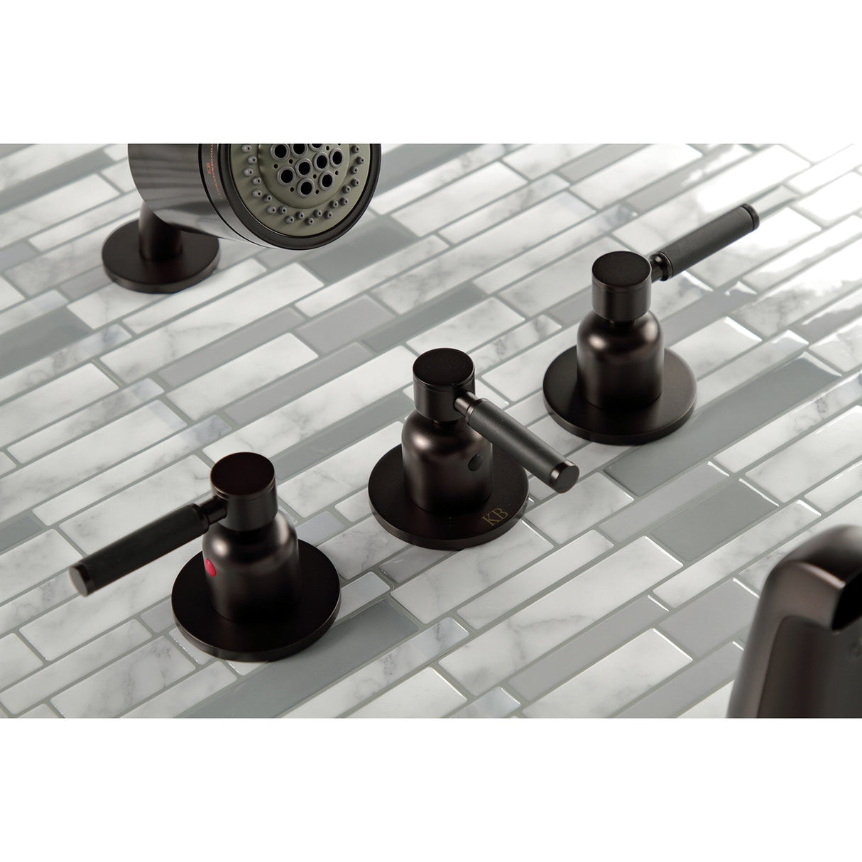 Kaiser KBX8135DKL Three-Handle 5-Hole Wall Mount Tub and Shower Faucet, Oil Rubbed Bronze