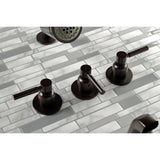 Concord KBX8135DL Three-Handle 5-Hole Wall Mount Tub and Shower Faucet, Oil Rubbed Bronze