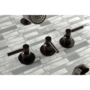Concord KBX8135DL Three-Handle 5-Hole Wall Mount Tub and Shower Faucet, Oil Rubbed Bronze