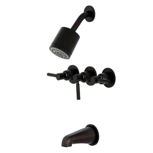 Concord KBX8135DL Three-Handle 5-Hole Wall Mount Tub and Shower Faucet, Oil Rubbed Bronze