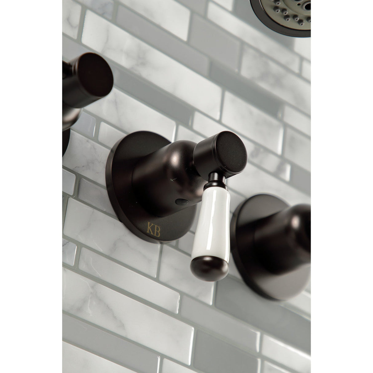 Paris KBX8135DPL Three-Handle 5-Hole Wall Mount Tub and Shower Faucet, Oil Rubbed Bronze