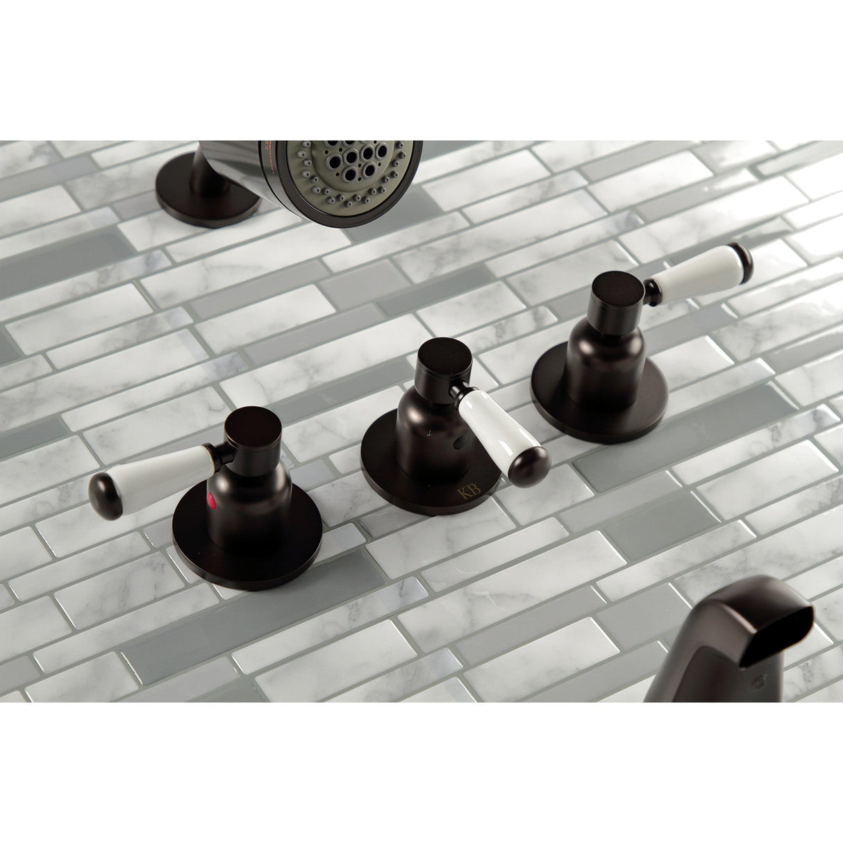 Paris KBX8135DPL Three-Handle 5-Hole Wall Mount Tub and Shower Faucet, Oil Rubbed Bronze