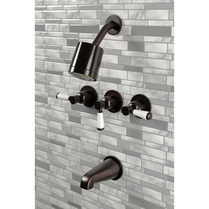 Paris KBX8135DPL Three-Handle 5-Hole Wall Mount Tub and Shower Faucet, Oil Rubbed Bronze
