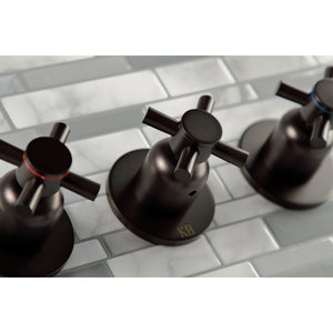 Concord KBX8135DX Three-Handle 5-Hole Wall Mount Tub and Shower Faucet, Oil Rubbed Bronze